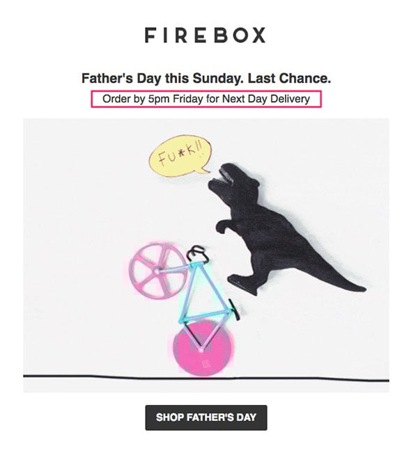 Firebox Scarcity Marketing Email Example