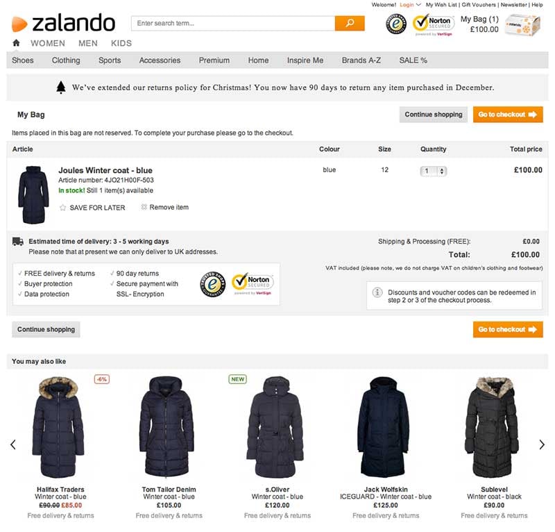 Zalando Checkout Page