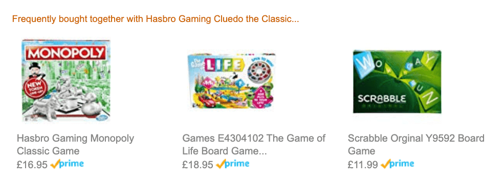 Amazon order confirmation email cross-sell example using a frequently bought together recommendation section