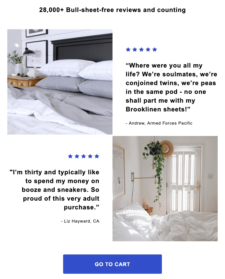 Brooklinen Social Proof Email