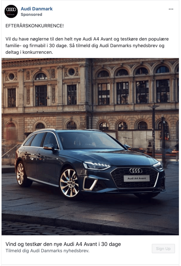 Audi Denmark Facebook Lead Ad