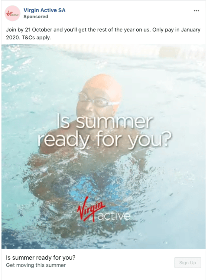 Virgin Active Facebook Lead Ad