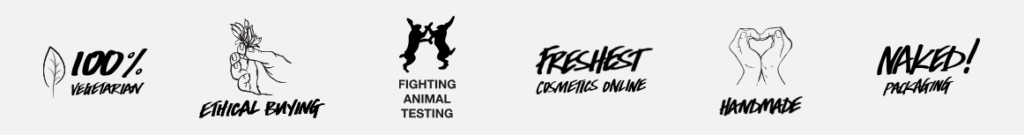 Lush product page trust badges and certifications reinforcing the brand's values like animal welfare and ethical sourcing