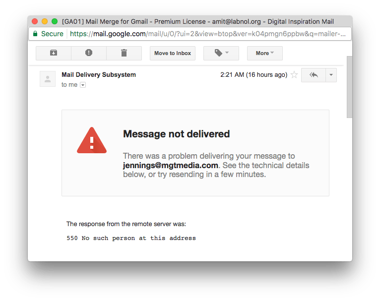 Message Not Delivered